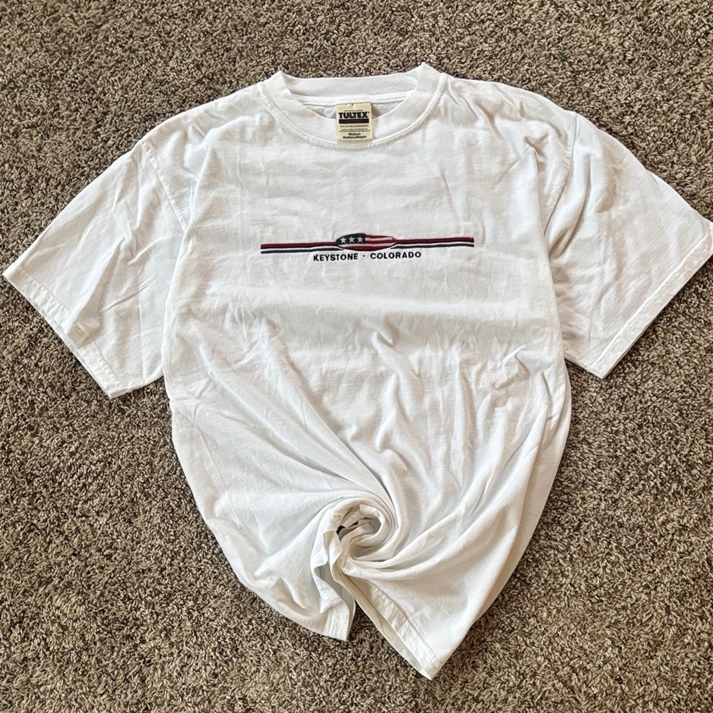 Vintage 90s Keystone Colorado Tultex Mens M White Cotton Americana Souvenir Tee